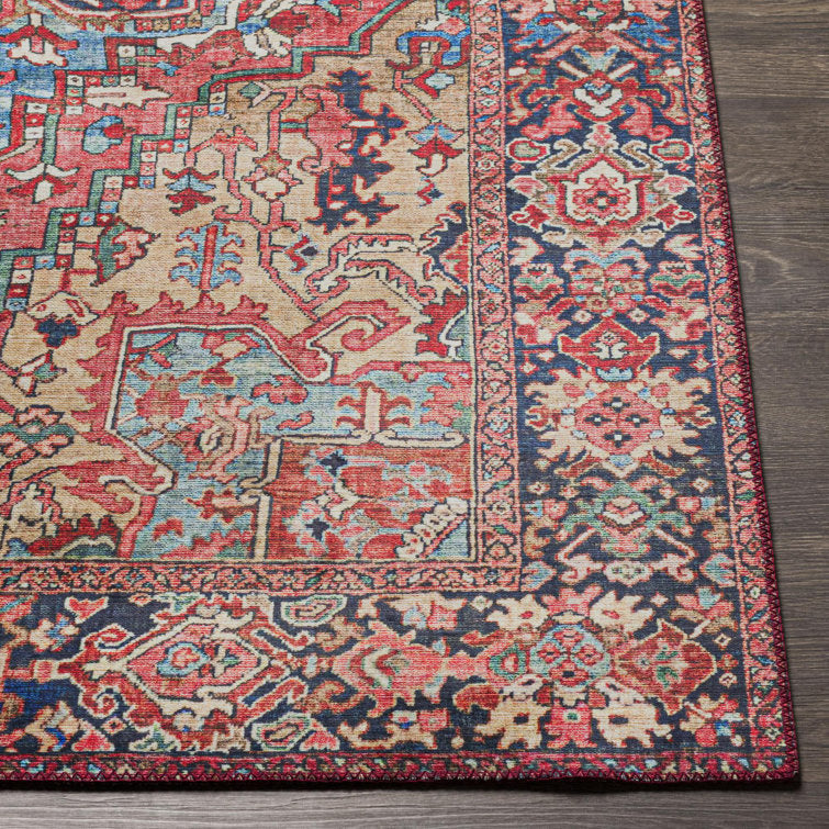 Fleckenstein Oriental Bright Red/Beige/Blue Area Rug 9x12 ft Rectangle