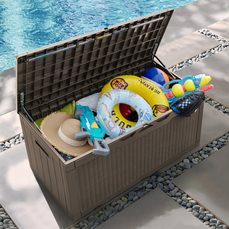 100 Gallon Furmax Plastic Deck Box Lockable Beige Color