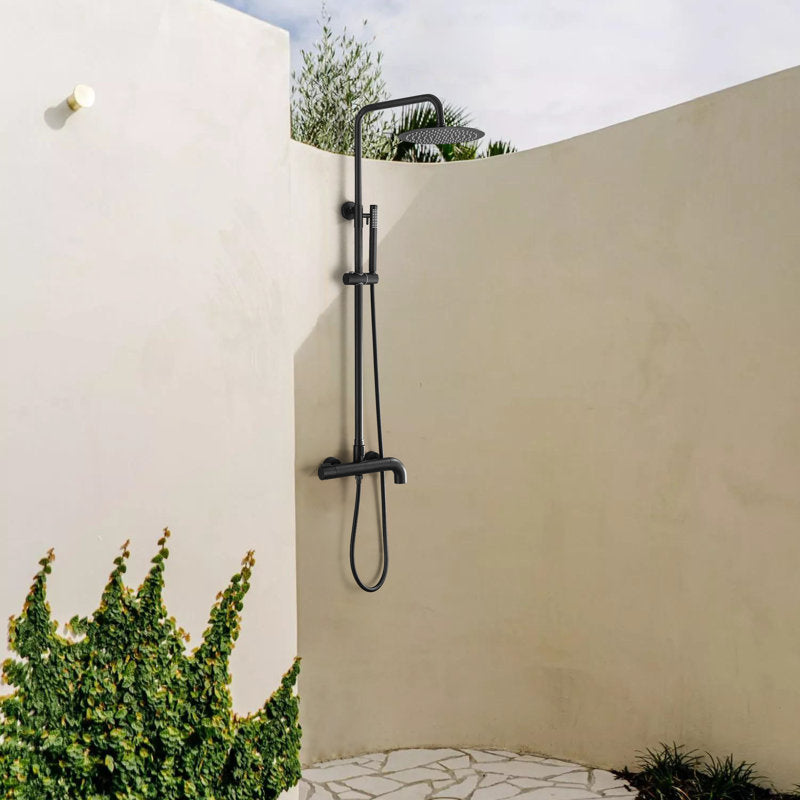 Height Adjustable Solid Brass 3 - Functions Wall Mounted Outdoor Complete Shower System