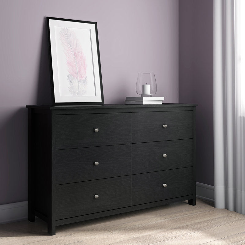 Isenbert 6 Drawer 47.2" W Standard Dresser Black Color