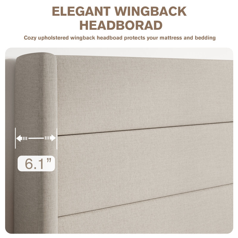 Lift Up Storage Upholstered Platform Bed King Size