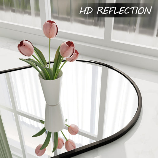 Amara Arch High-Strength Tempered Glass and Aluminum Alloy Framed French Cleat Mounted Wall Mirror (36x48) BLACK