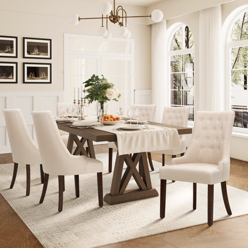 Aalbert Tufted Wing Back Parsons Upholstered Dining Chair Side Chair ( CreamishWhite 2 Chairs)