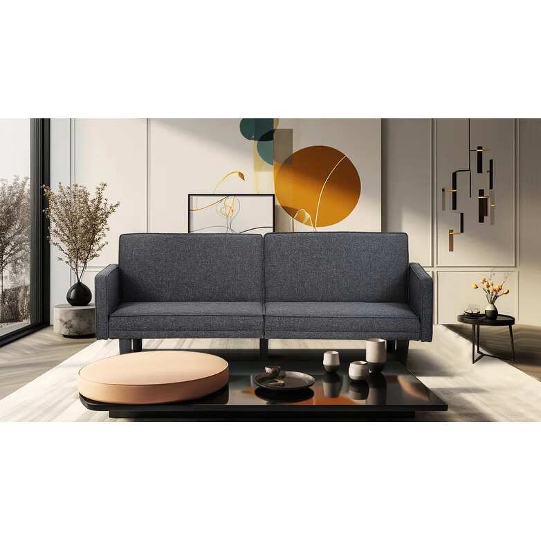 Futon Sofa Bed Convertible Sectional Sleeper Couch, Loveseat Bed With Tapered Legs For Living Room, Study, Dorm, Office