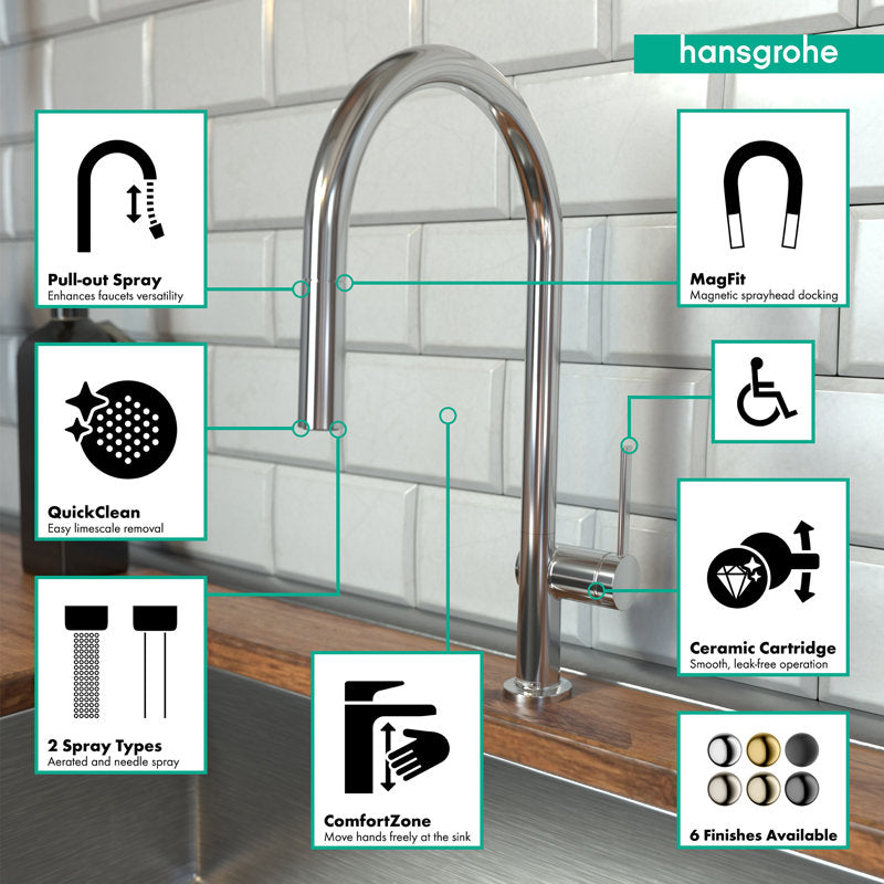 Hansgrohe Talis N HighArc Kitchen Faucet, O-Style 2-Spray Pull-Down, 1.75 GPM
Liljan 30''