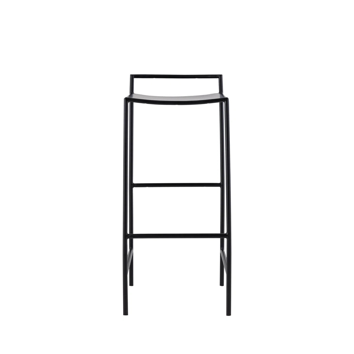 30" Coastal Contemporary Iron Saddle-Seat Low-Back Bar Stool with Foot Rest