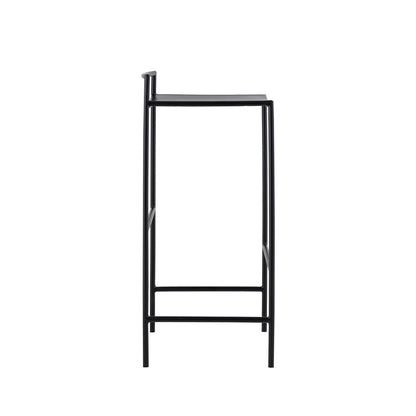 30" Coastal Contemporary Iron Saddle-Seat Low-Back Bar Stool with Foot Rest