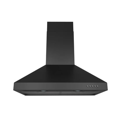 Hauslane Wall Mount Range Hood 30 Inch | Matte Black Wall Chimney | Duct/Ductless Convertible, Strong Suction, Six-layer Aluminum Filters, Changeable LED Lamps, Stove Kitchen Vent Hood