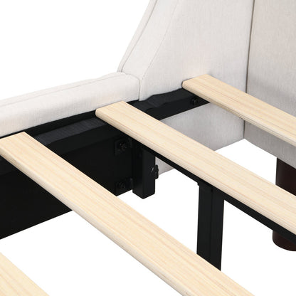 Warrick Upholstered Platform Bed Frame with Wingback Headboard | No Box Spring Needed