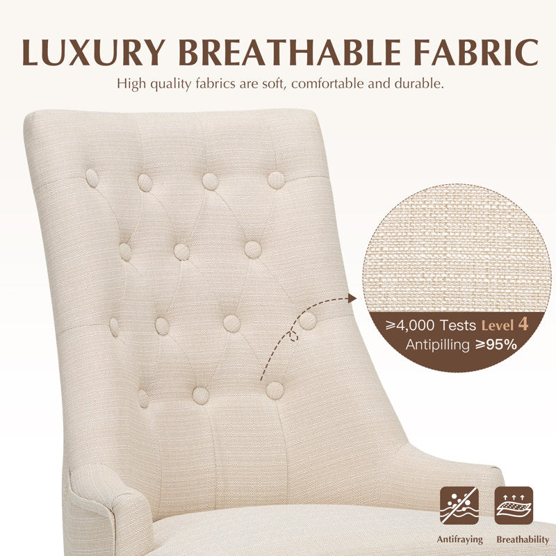 Aalbert Tufted Wing Back Parsons Upholstered Dining Chair Side Chair ( CreamishWhite 2 Chairs)