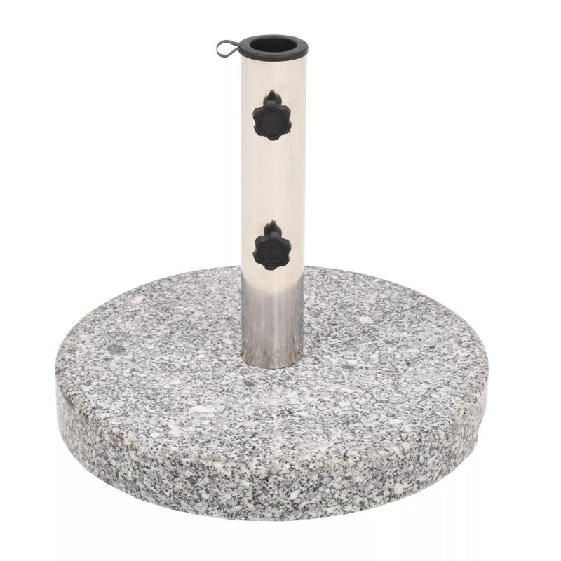 44 lb round umbrella base with handles, granite plate, stainless steel pipe, gray granite 15.7 in x 14.4 in