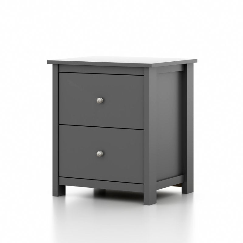 Isenbert 21.9" 2 Drawer Nightstand GRAPHITE GREY