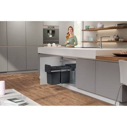 7.4 Gallon Multi-Compartments Trash and Recycling Bin Black Color