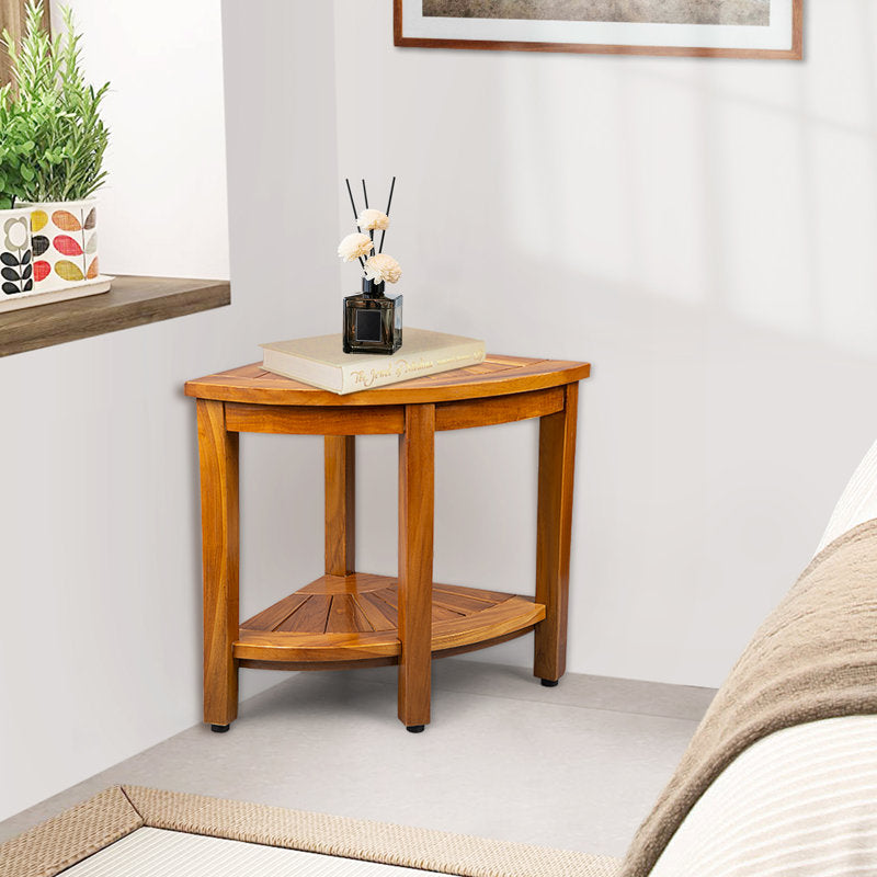 16'' W Teak Corner Shower Stool