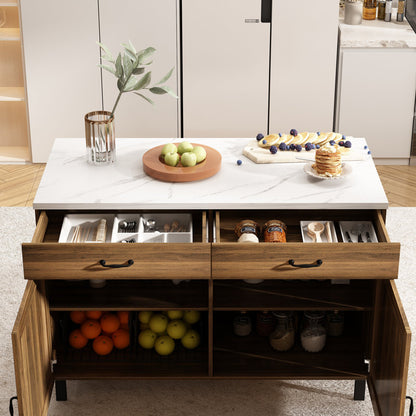 Sturbridge 47.2'' Kitchen Island with Solid + Manufactured Wood Top