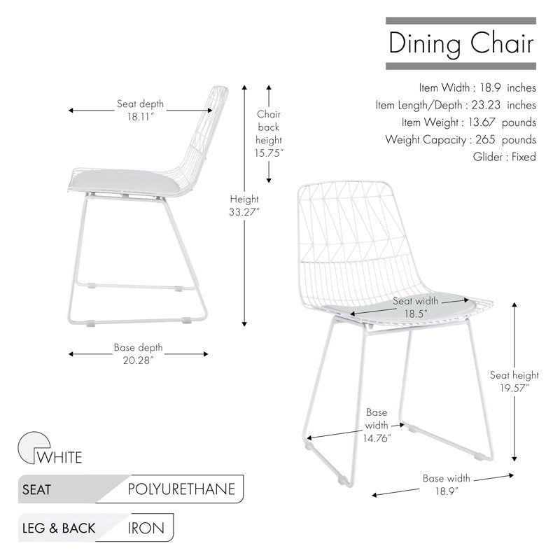 Metal Dining Chair with PU Leather Seat Pad ( set of 2 )