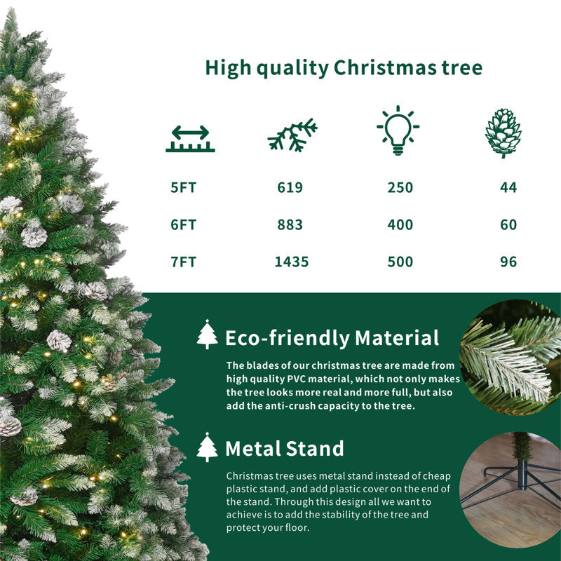 Stephanie 6' Pre-Lit Lighted Artificial Christmas Tree With Snowflakes And Pinecones