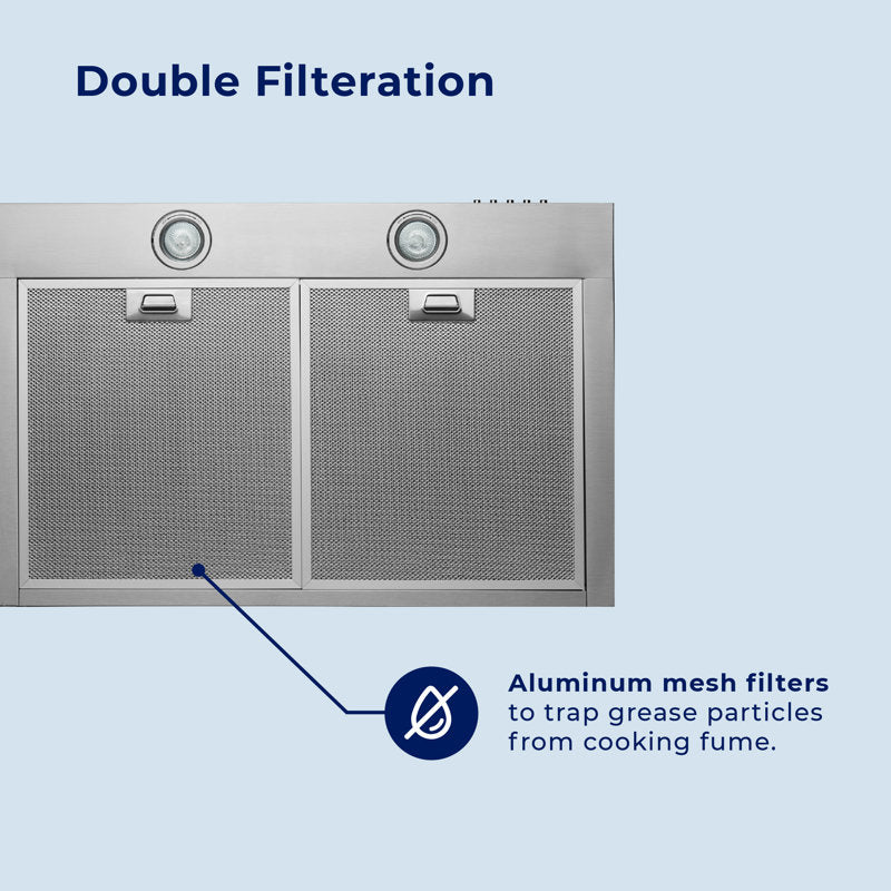 Hauslane Wall Mount Range Hood 30 Inch | Matte Black Wall Chimney | Duct/Ductless Convertible, Strong Suction, Six-layer Aluminum Filters, Changeable LED Lamps, Stove Kitchen Vent Hood