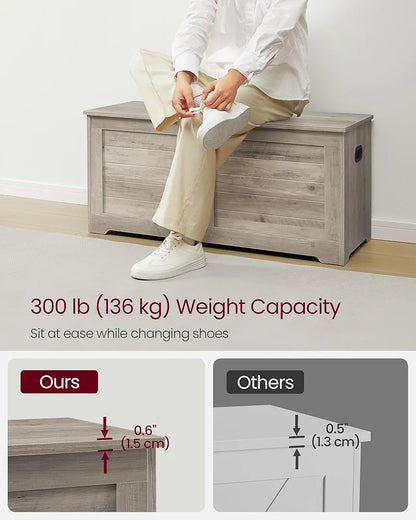 VASAGLE Storage Bench Ash Grey-Farmhouse storage 40 x 100 x 46cm