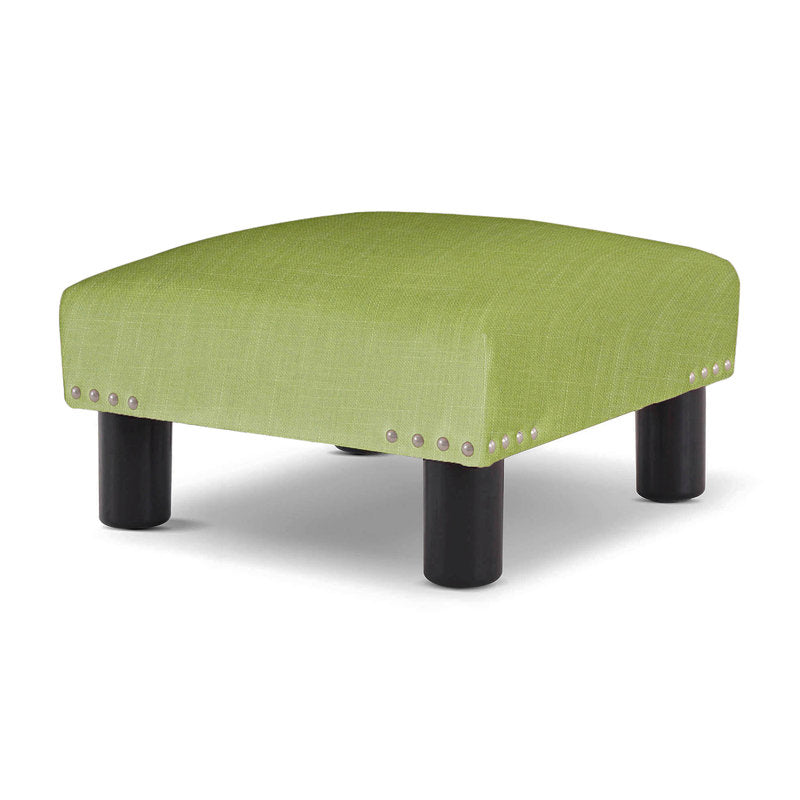 Nahja 16"" Square Accent Footstool Ottoman Bright Chartreuse Cotton Blend