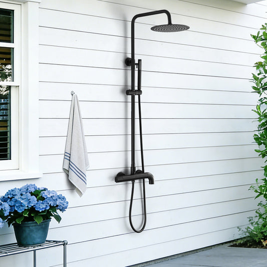 Height Adjustable Solid Brass 3 - Functions Wall Mounted Outdoor Complete Shower System