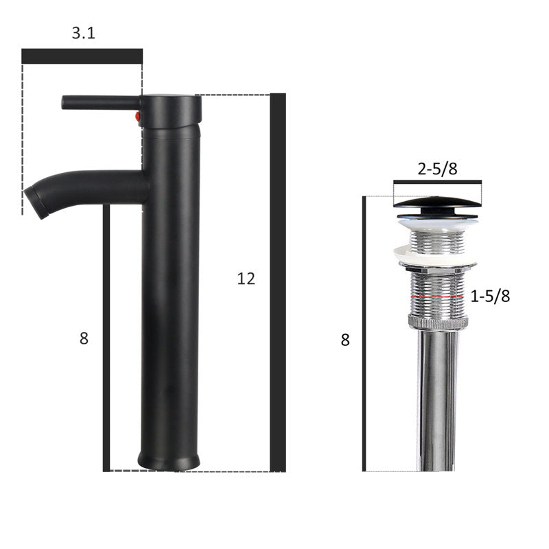 Modern White Ceramic Rectangular Basin Vessel Sink with Faucet