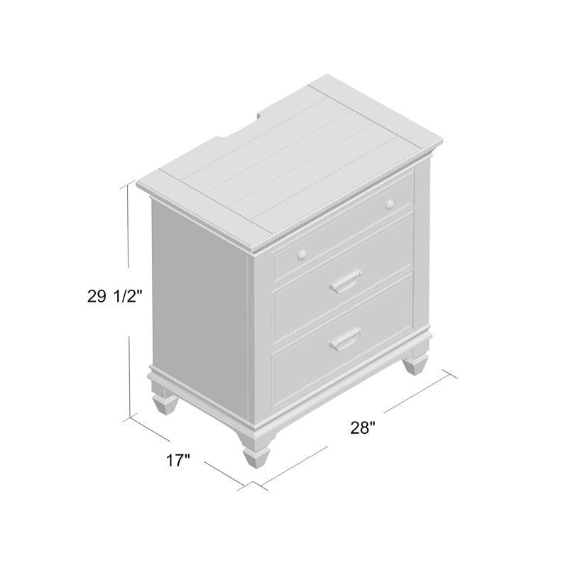 Colburn Nightstand w/ Charging Station dark greish top white base
