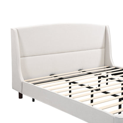 Warrick Upholstered Platform Bed Frame with Wingback Headboard | No Box Spring Needed