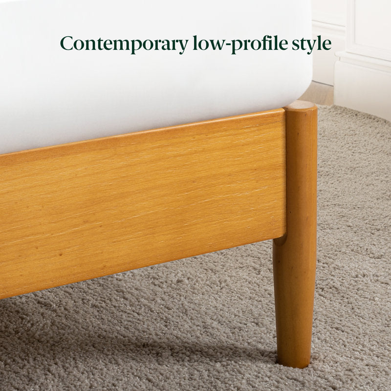 Whitman Low Profile Mid-Century Modern Wooden Brown Color Platform Bed Full Size