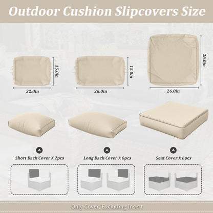 14-Piece Outdoor Seating Group Cushion Cover, Only Covers