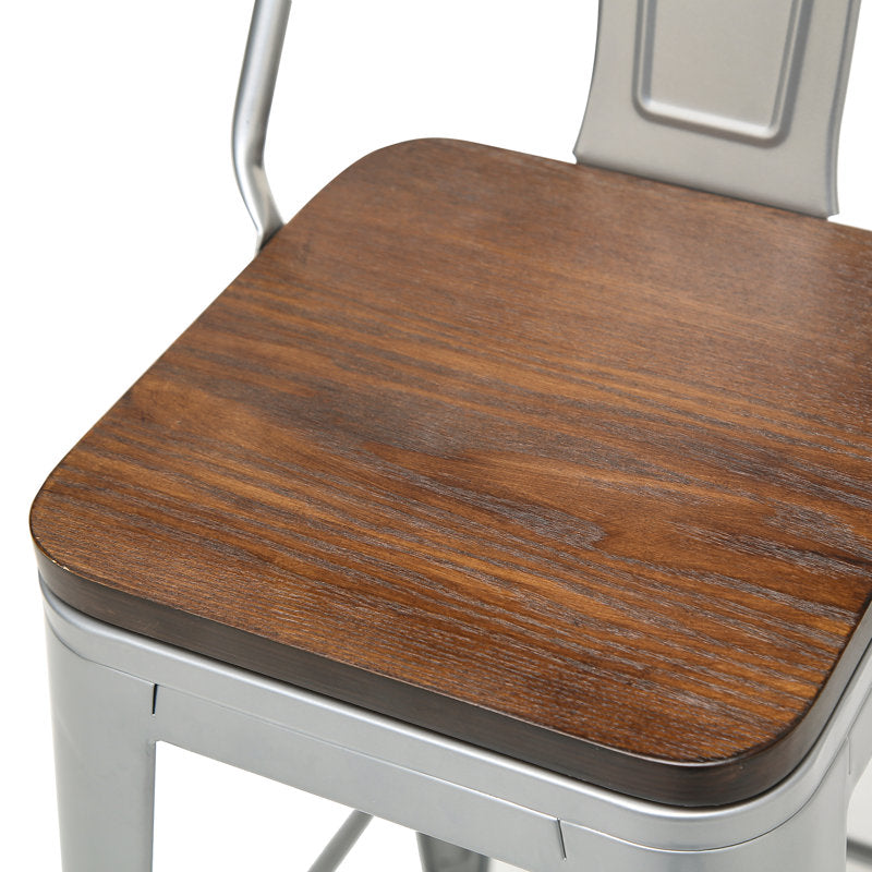 Saleh bar stool set of 4 silver and Brown 26"