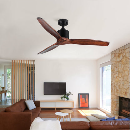 Farmhouse 52 in. integrated Ceiling Fan without Light, with Remote Control and 3 Solid Wood Blades