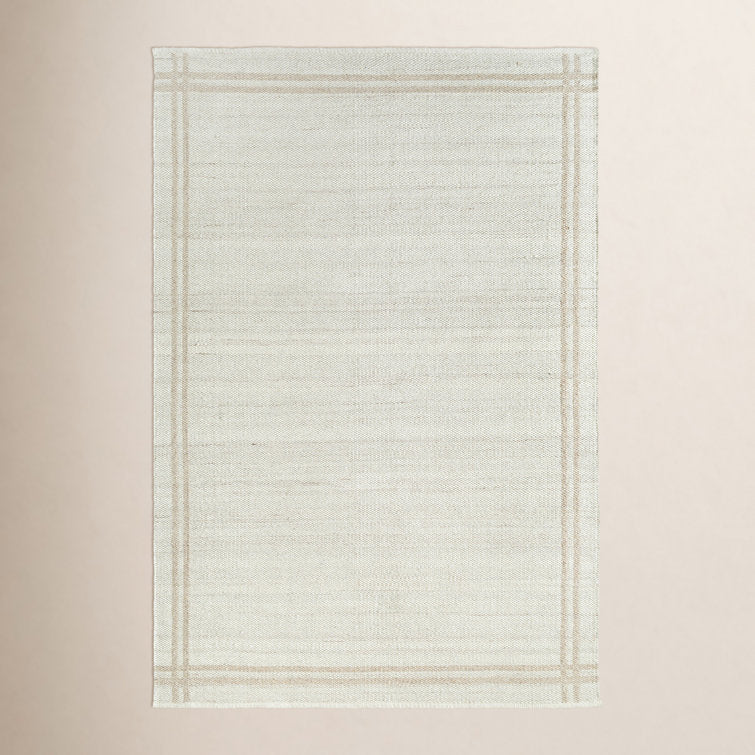 Lavande Geometric Wool Area Rug in Ivory/Tan 5ft x 7ft 6'