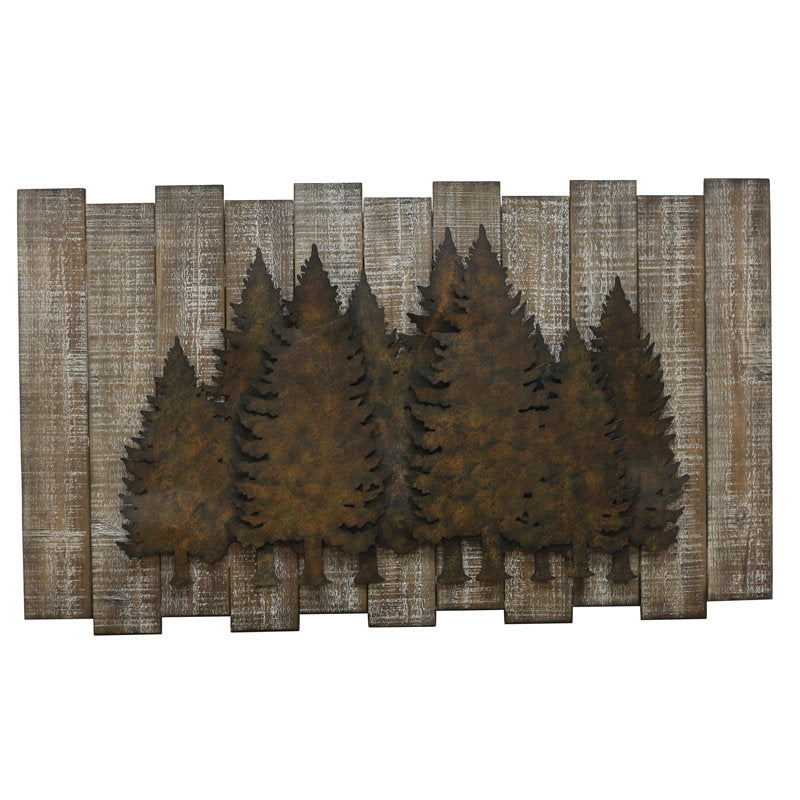 Embossed Pine Tree Scene Country Rustic For Wall Decor