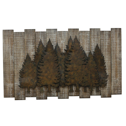 Embossed Pine Tree Scene Country Rustic For Wall Decor