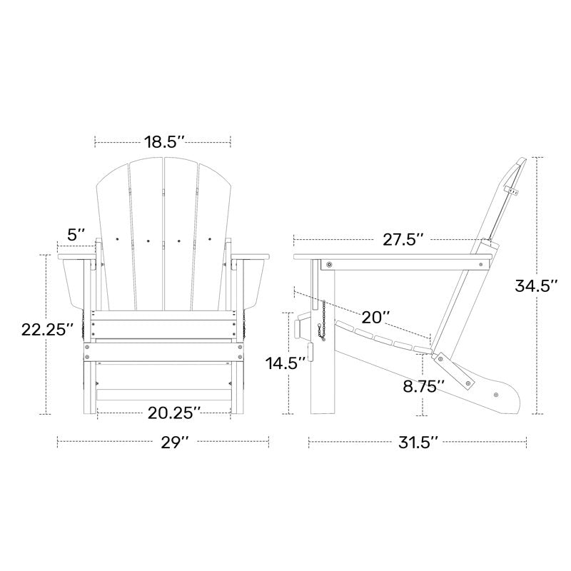 Shawnna Weather-Resistant Foldable Outdoor Adirondack Chair black