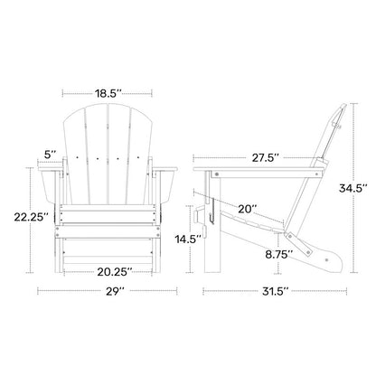 Shawnna Weather-Resistant Foldable Outdoor Adirondack Chair black