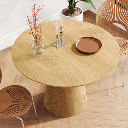 Makai Circular Dining Table with Wooden Brown Base