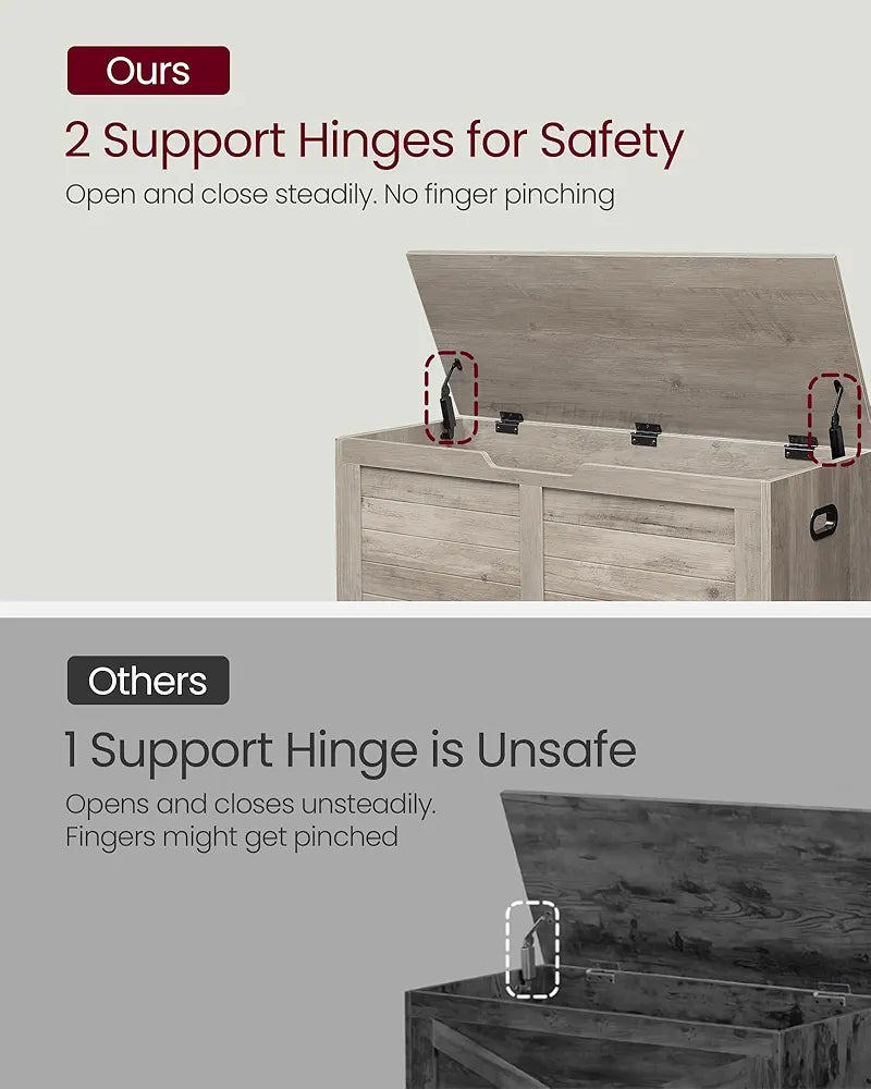 VASAGLE Storage Bench Ash Grey-Farmhouse storage 40 x 100 x 46cm