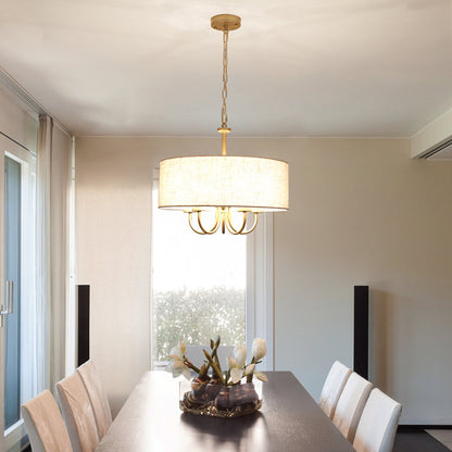 Gula 5 - Light Dimmable Drum Chandelier gold and beige
