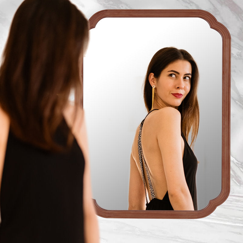 Ali Wood Accent Wall for Bathroom, Decorative Mirror 40"x30"