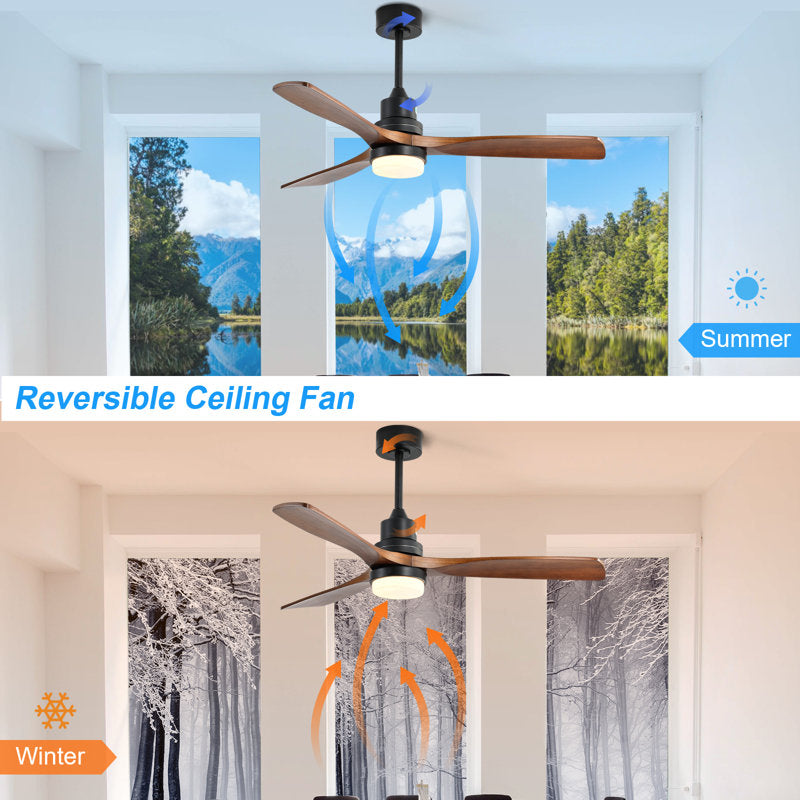 52" Shylo 5 - Blade LED Standard Ceiling Fan with Light Kit Included Black Brown