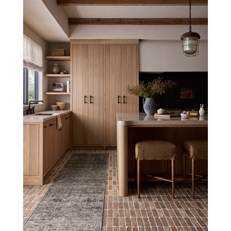 Dove / gold Amber Lewis x Loloi machine washable rug 3 ft 6 in x 5 ft 6 in