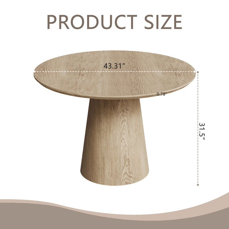 Makai Circular Dining Table with Wooden Brown Base