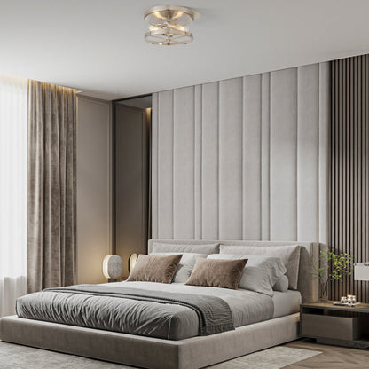 Bradlay 2-Light Flush Mount Clear Glass Ceiling Light with Metal Frame BRUSHED NICKEL