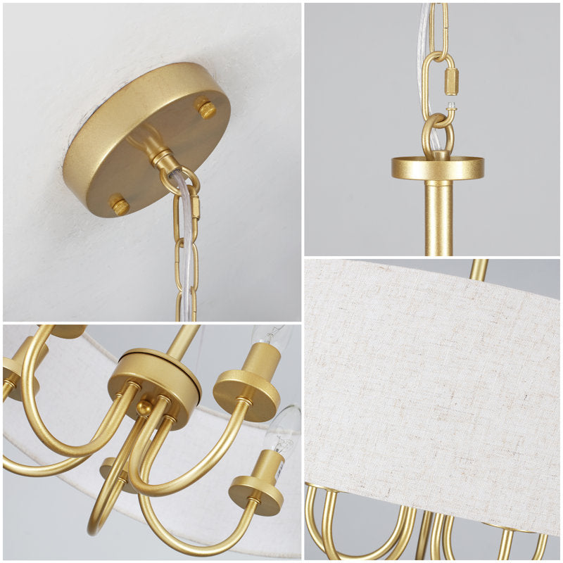 Gula 5 - Light Dimmable Drum Chandelier gold and beige