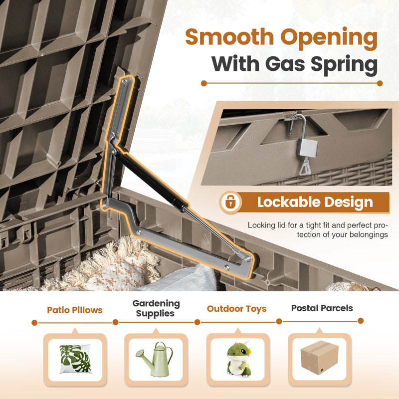 100 Gallon Furmax Plastic Deck Box Lockable Beige Color