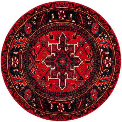 Amaniya Southwestern Red Area Rug 9 ft Round