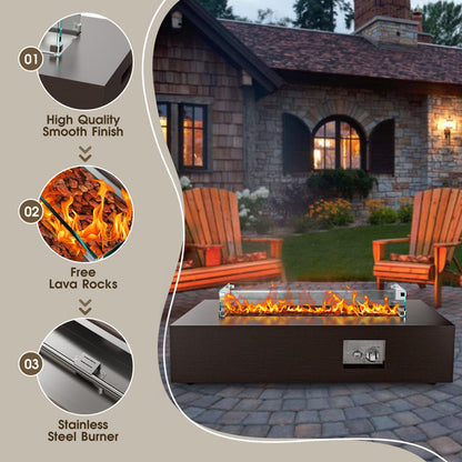 Elara 12.6"H X 42"W Propane Outdoor Gas Fire Pit Table