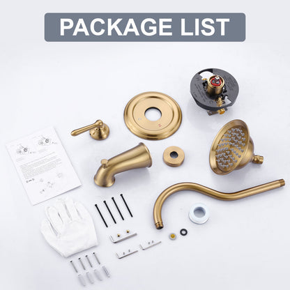 Pressure Balance Shower System 1.8 GPM Shower Faucet With Tub Spout And Brass Rough-In Valve TS09E61G